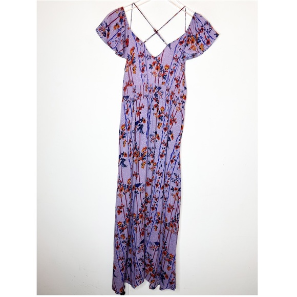 Anthropologie flutter sleeved midi cross back lilac dress. XS - Picture 8 of 12